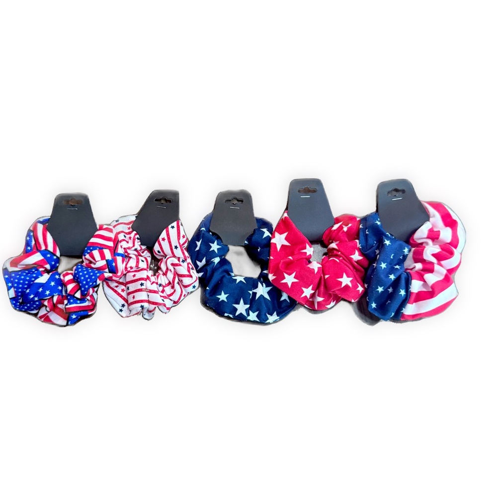 Patriotic Stars and Stripes Scrunchies Set